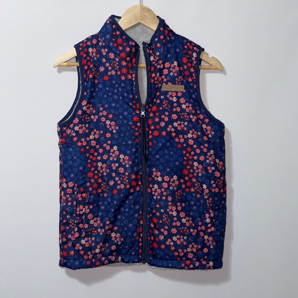 Buffalo by David Bitton Reversible blue floral vest girls size large(14/16)